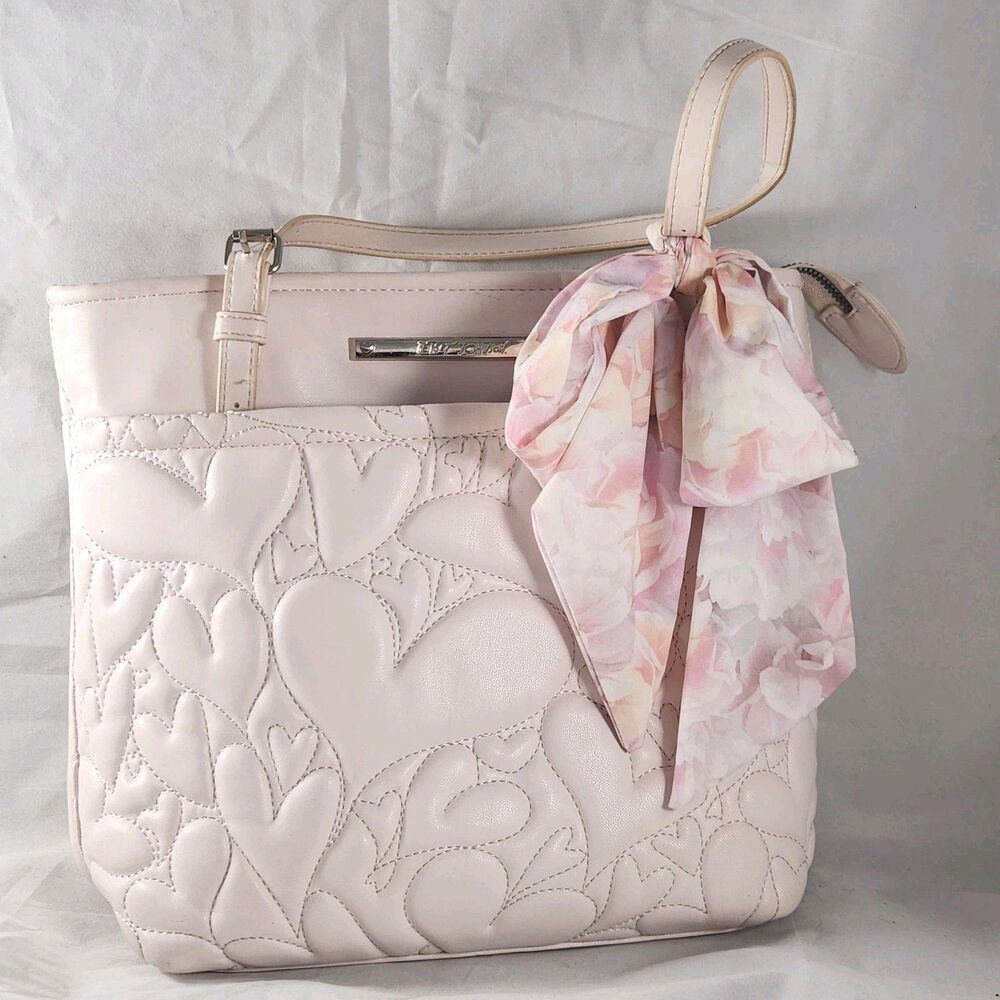 Betsey Johnson XO Aaliya Light Pink Shopper with Scarf Tote Shoulder Bag Purse
